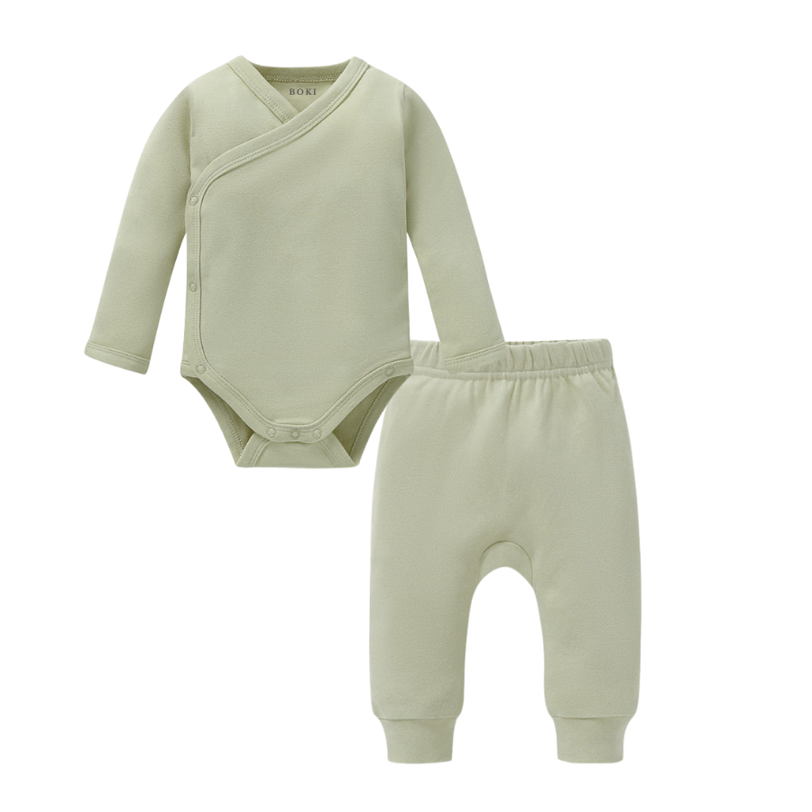 2 Piece Organic Brushed Cotton Fold-Over Set | Soft Fern