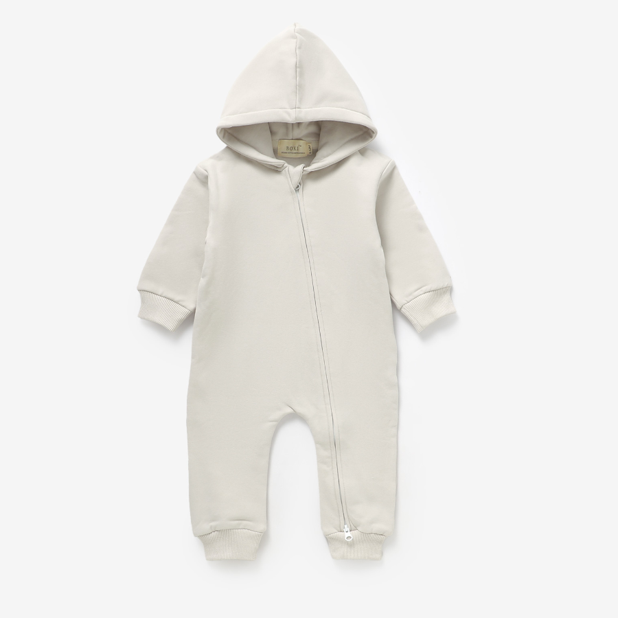 Organic Cotton Hooded Tracksuit Zippie| Light Oat
