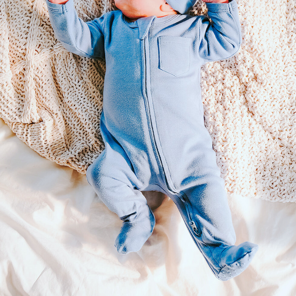 Organic Cotton Zipsuit with Footies & Mittens | Sky Blue