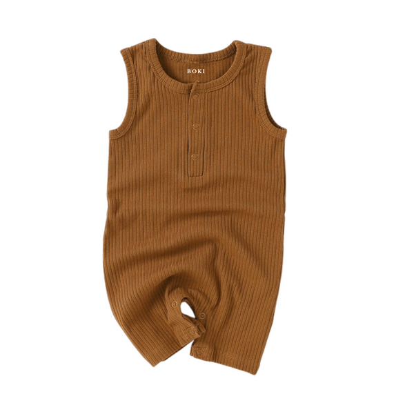 Organic Rib Cotton Tank Growsuit | Rust