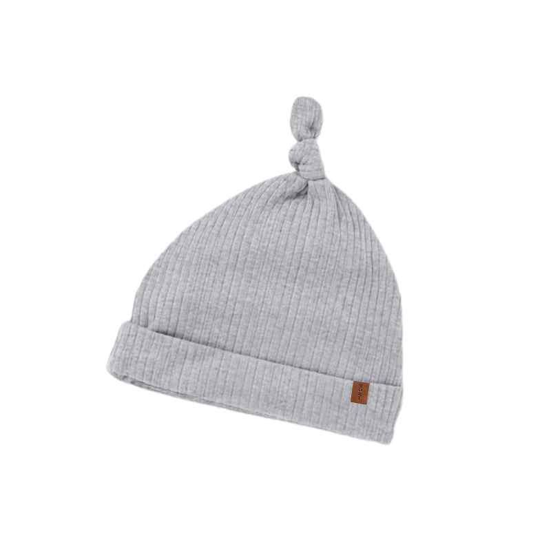 Organic Ribbed Cotton Beanie | Light Grey