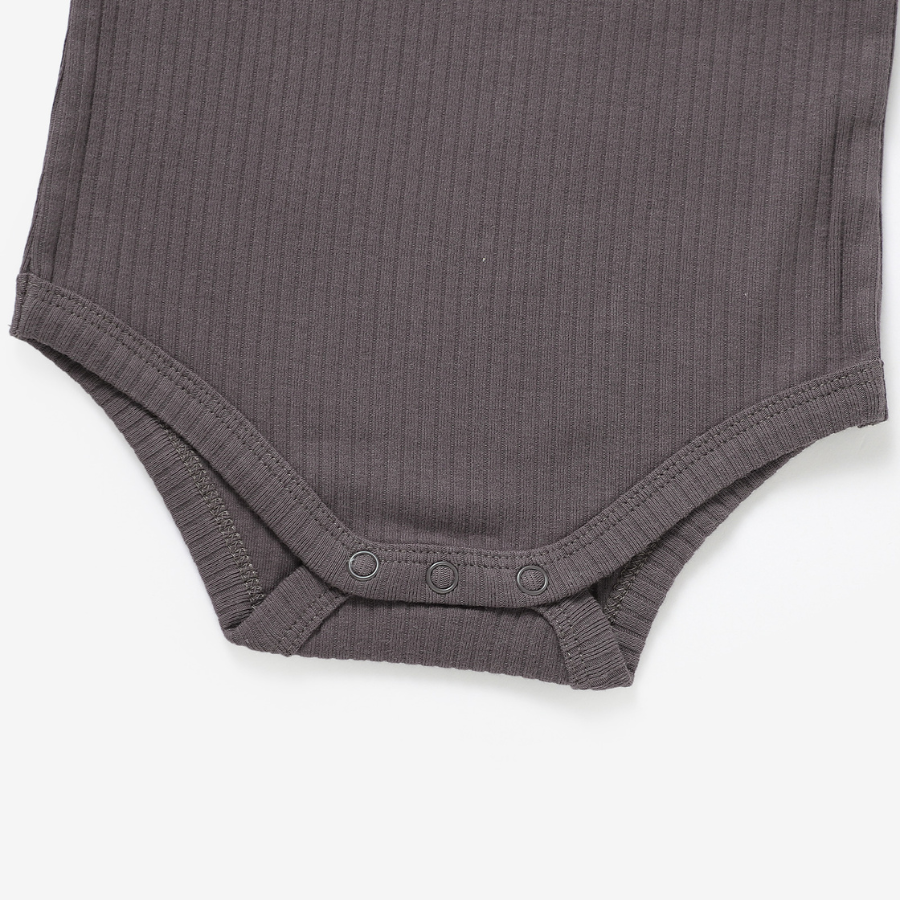 Organic Rib Longsleeve Bodysuit Set | Charcoal
