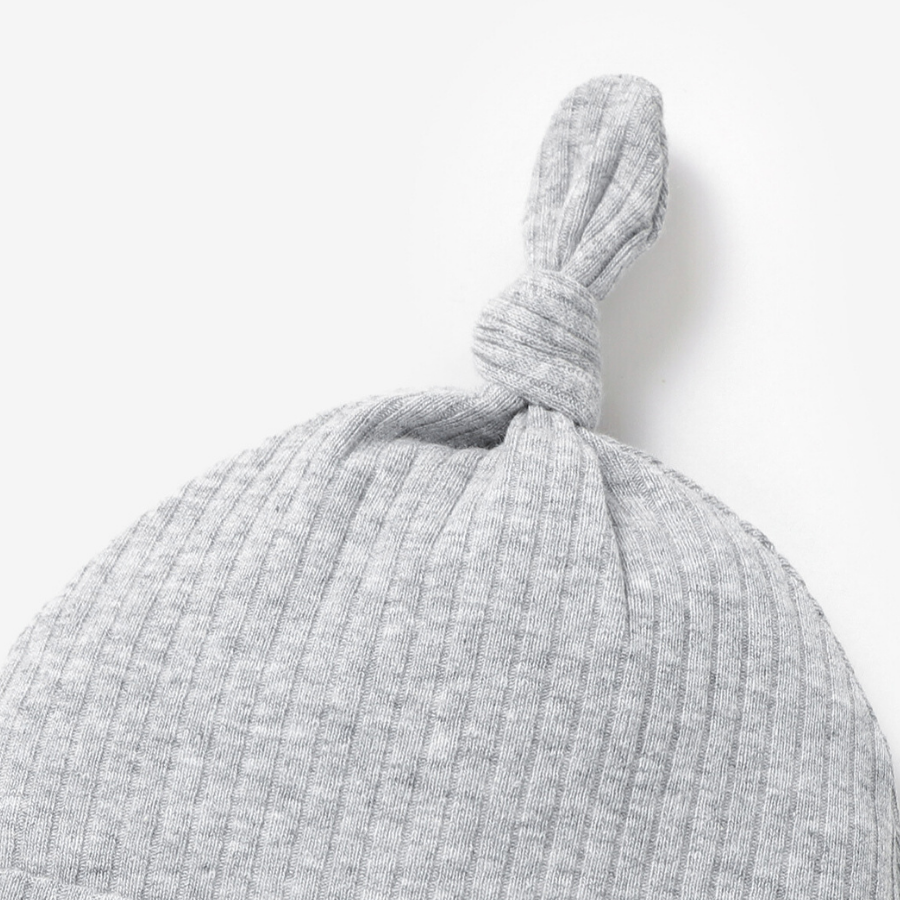 Organic Ribbed Cotton Beanie | Light Grey