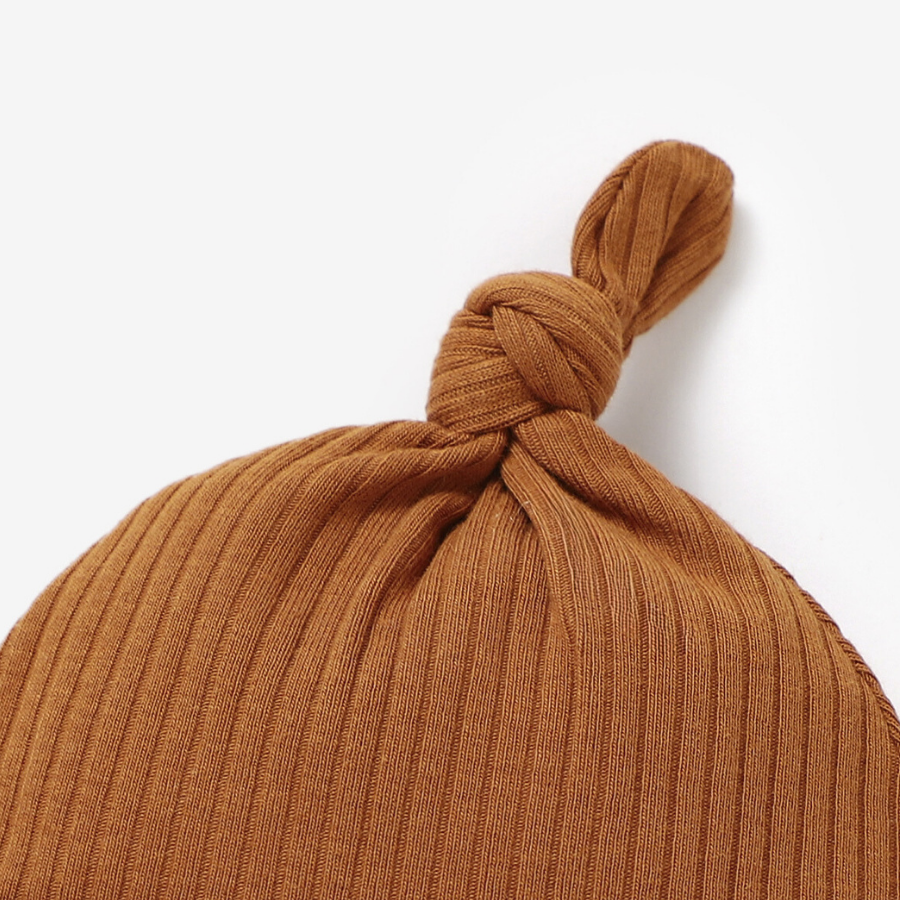 Organic Ribbed Cotton Beanie | Rust