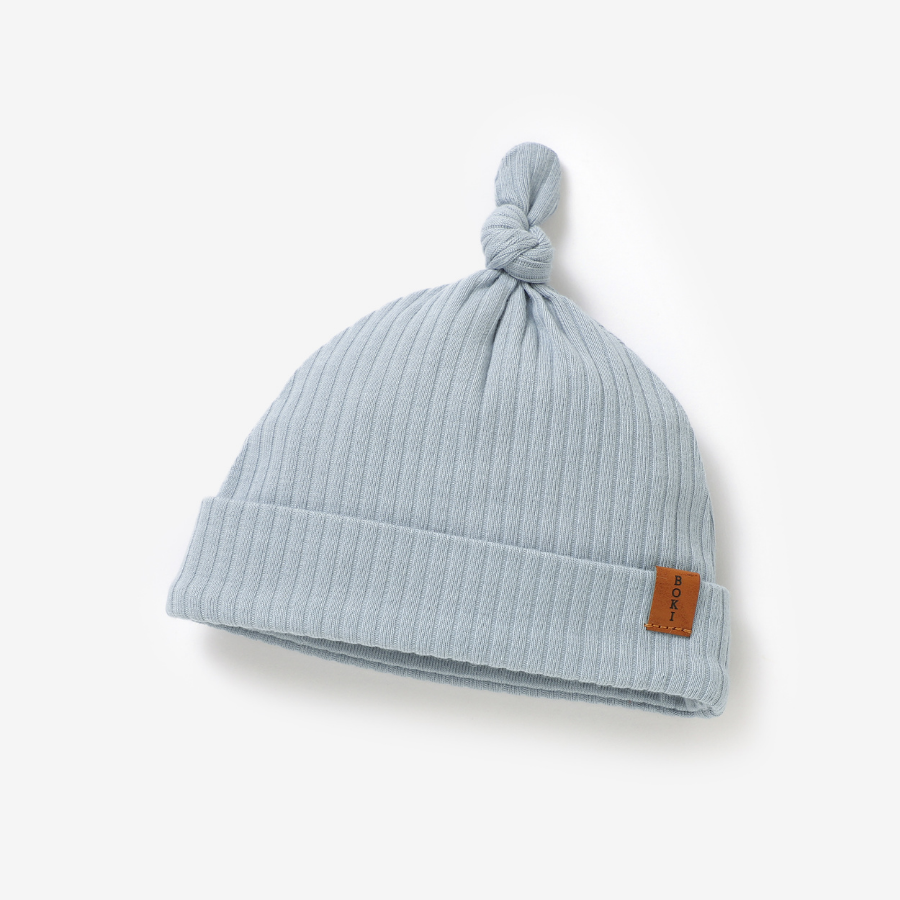 Organic Ribbed Cotton Beanie | Light Blue