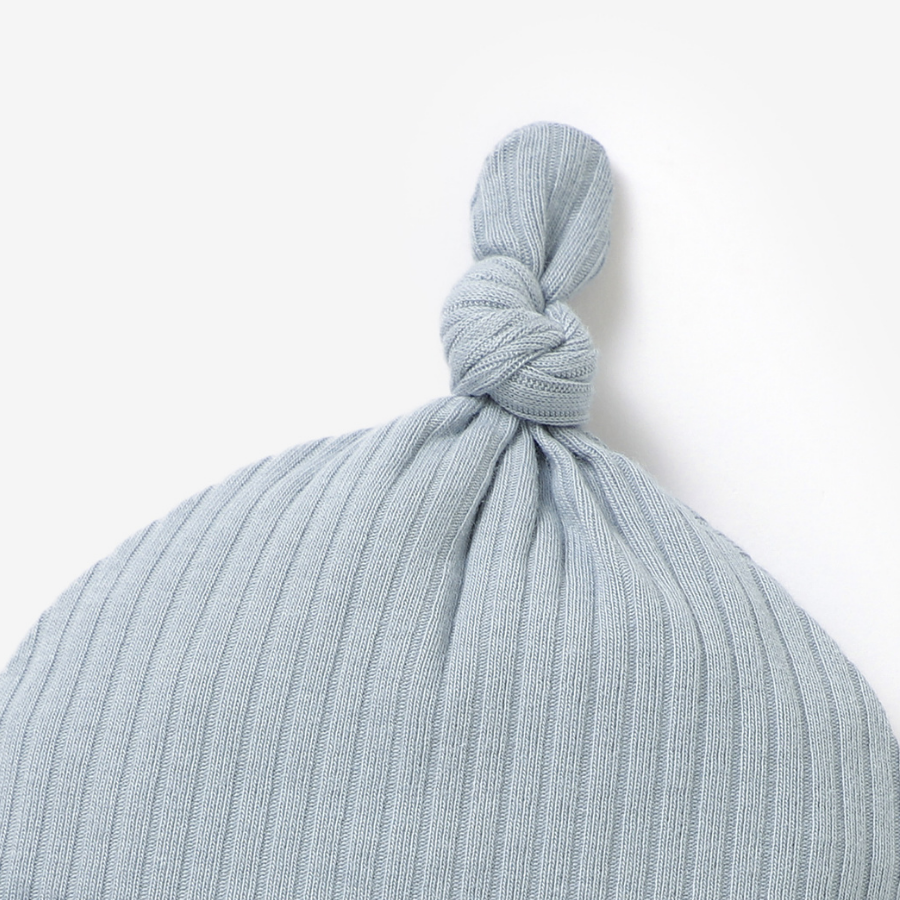 Organic Ribbed Cotton Beanie | Light Blue