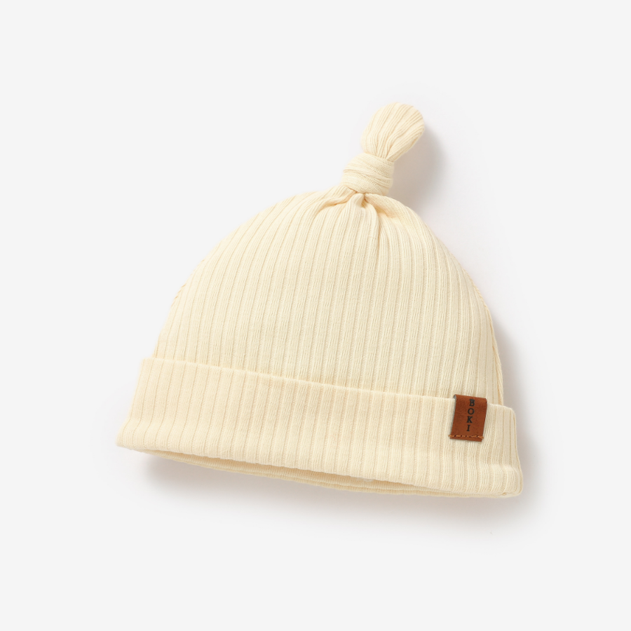 Organic Ribbed Cotton Beanie | Crème