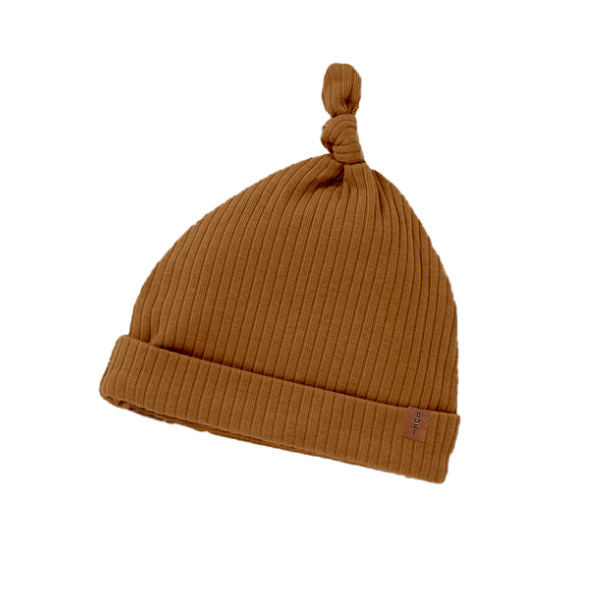 Organic Ribbed Cotton Beanie | Rust