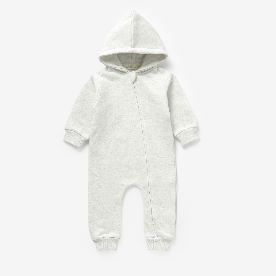 Organic Cotton Hooded Tracksuit Zippie| Light Grey