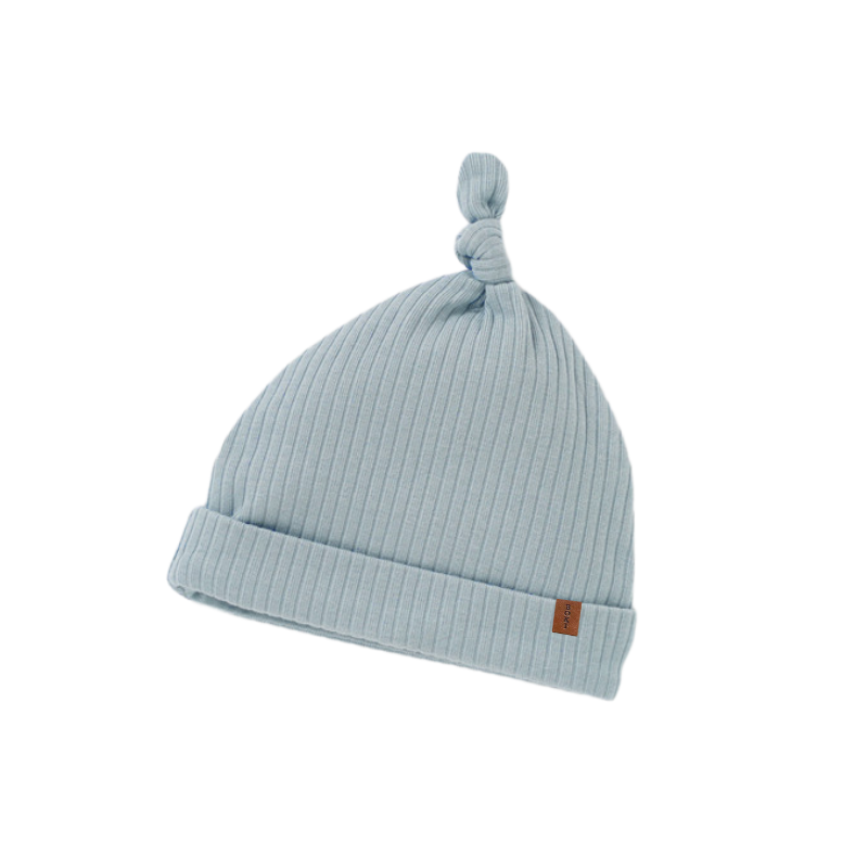 Organic Ribbed Cotton Beanie | Light Blue