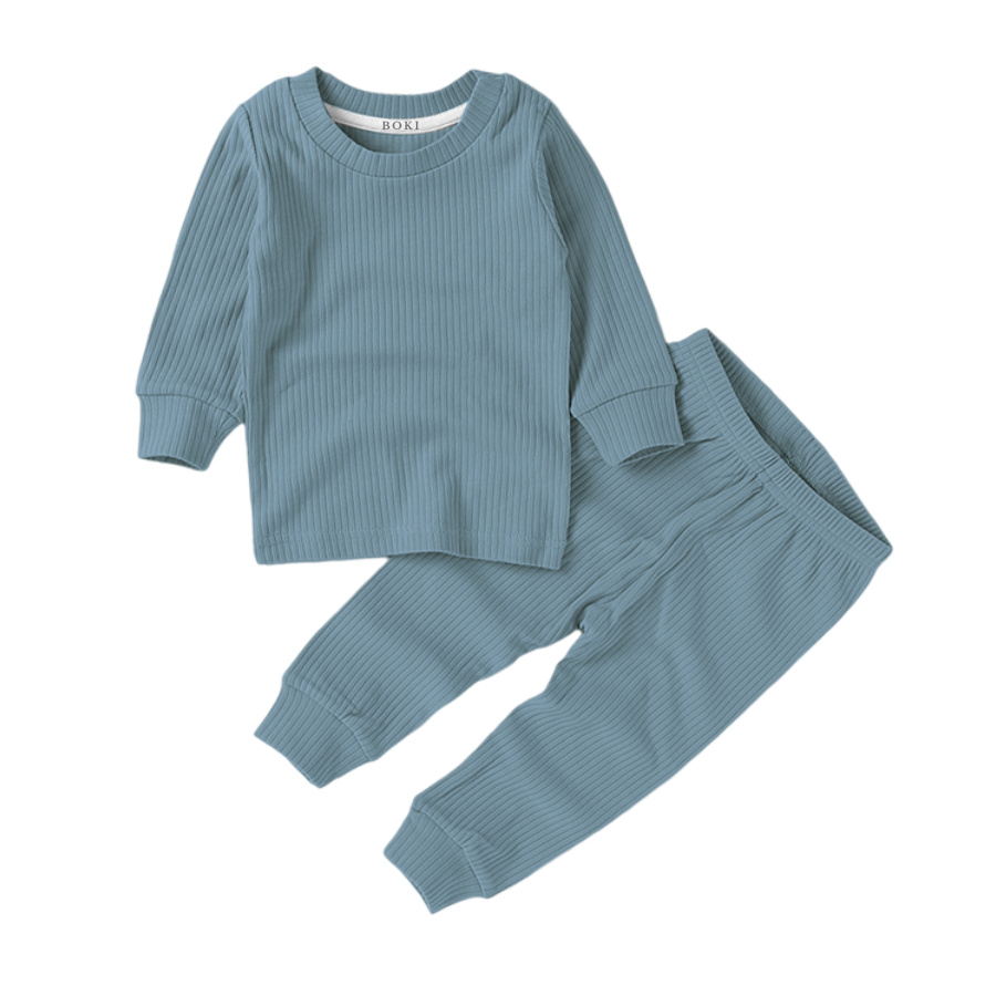 Organic Rib Long sleeve Pyjamas Set | Cloudy Sky