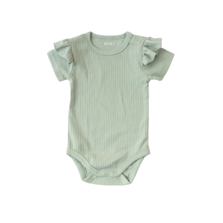 Short-Sleeve Ruffled Bodysuit | Dried Mint
