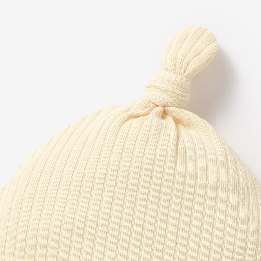 Organic Ribbed Cotton Beanie | Crème