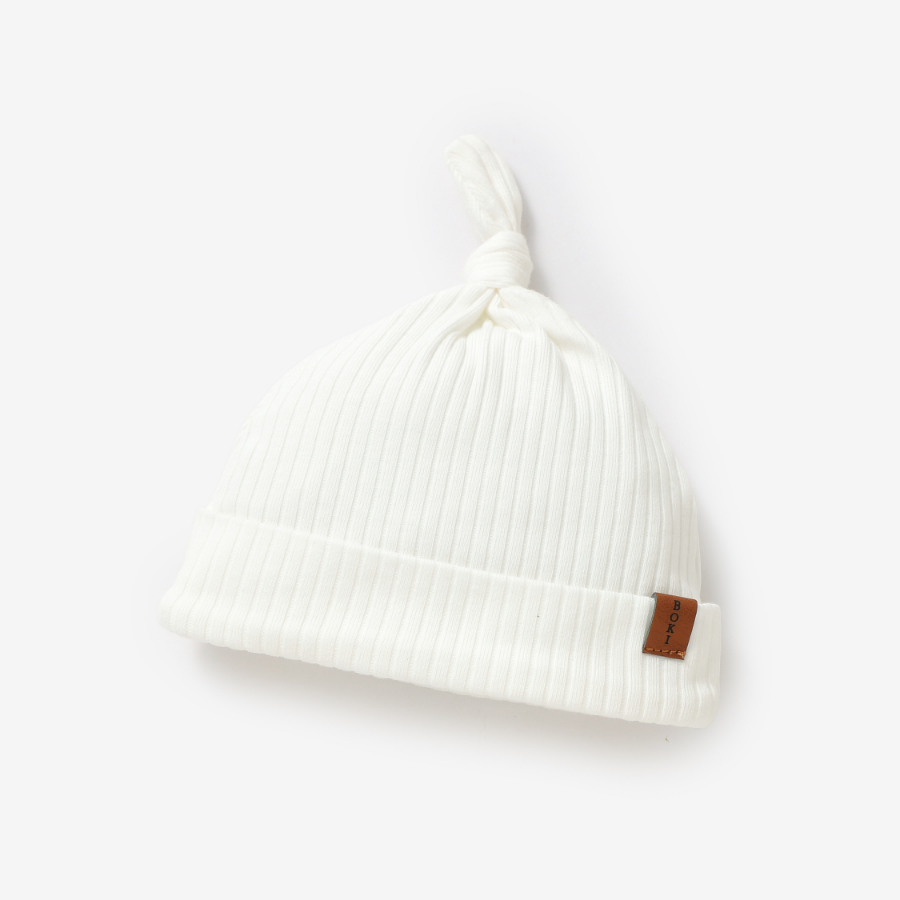 Organic Ribbed Cotton Beanie | Ivory