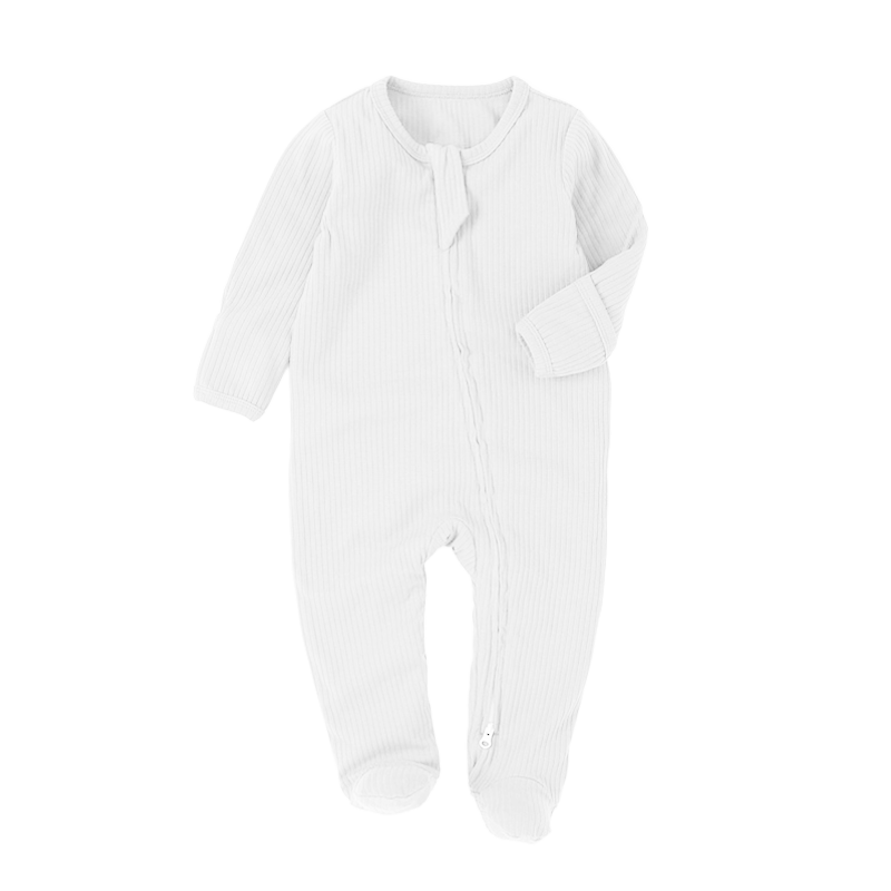 Organic Rib Zipsuit with Footies & Mittens | Ivory