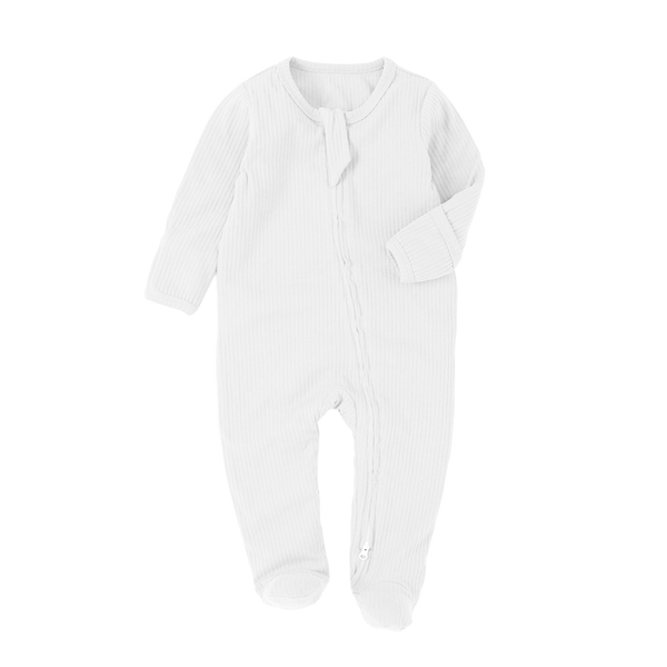 Organic Rib Zipsuit with Footies & Mittens | Ivory