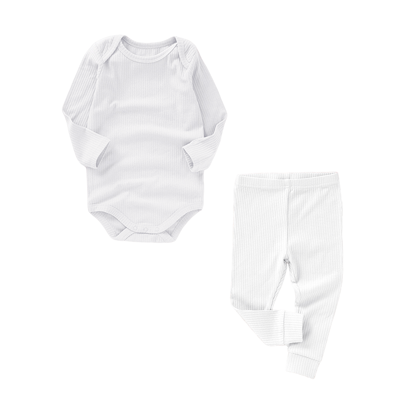 Organic Rib Longsleeve Bodysuit Set | Ivory