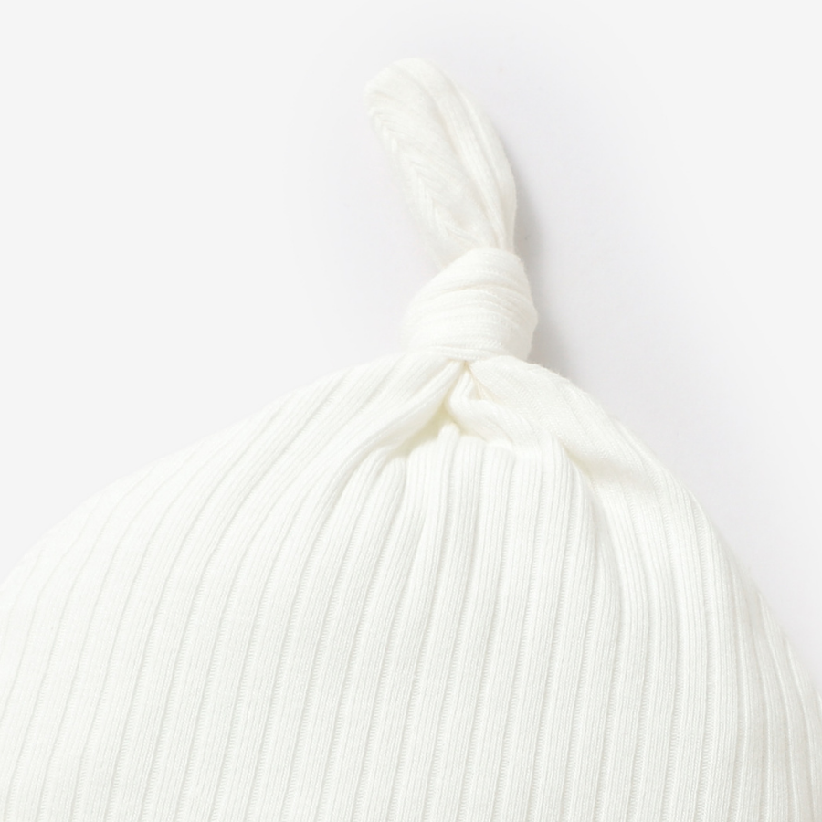 Organic Ribbed Cotton Beanie | Ivory