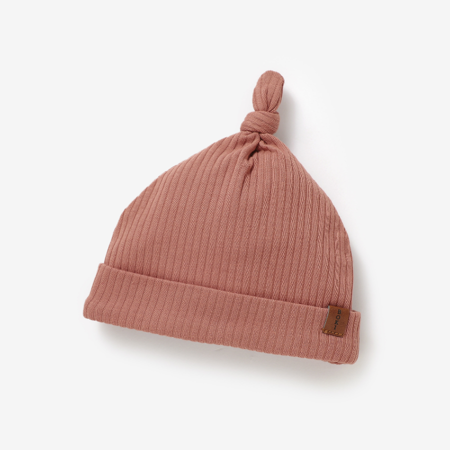 Organic Rib Knot Hat | Clay