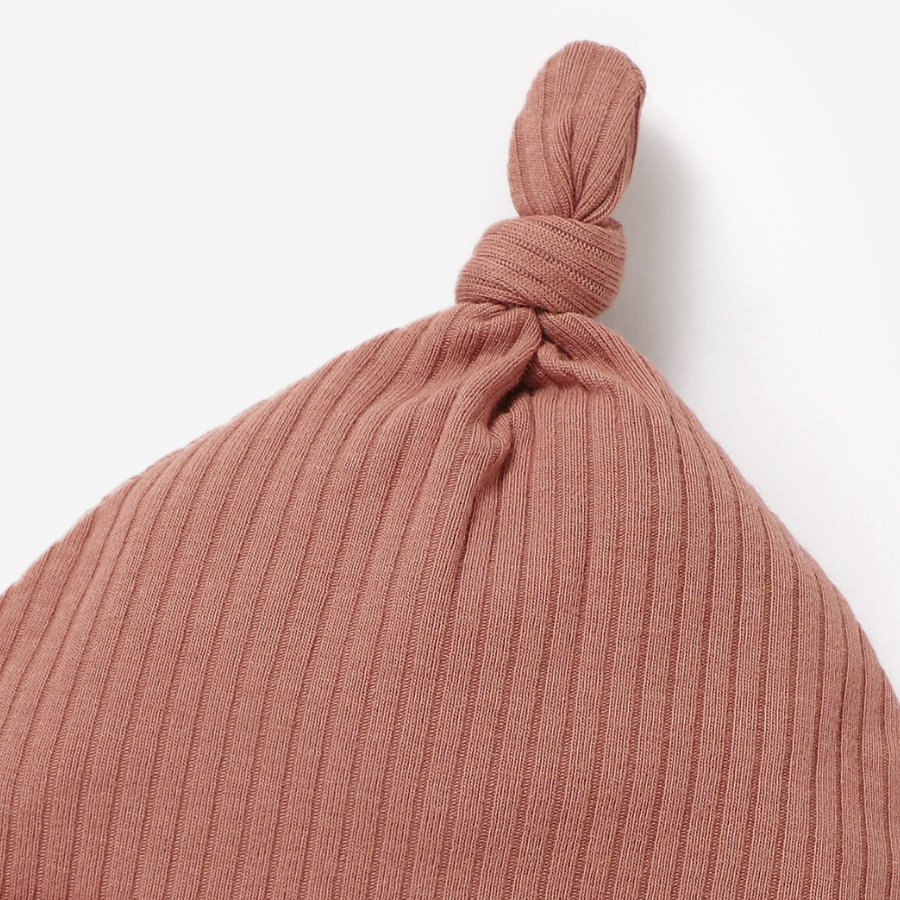 Organic Rib Knot Hat | Clay