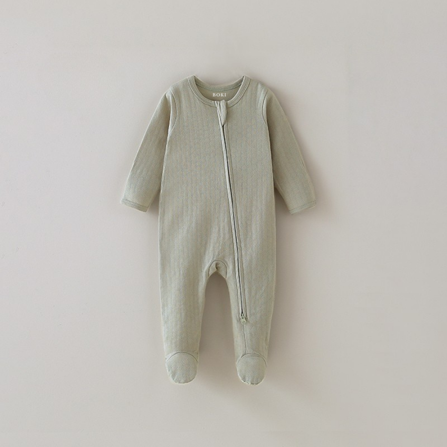 Organic Cotton Honeycomb 2-way Zipsuit with Footies and Mittens | Sage