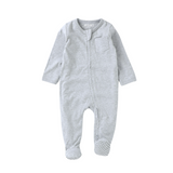 Organic Cotton Zipsuit with Footies & Mittens | Dove Grey