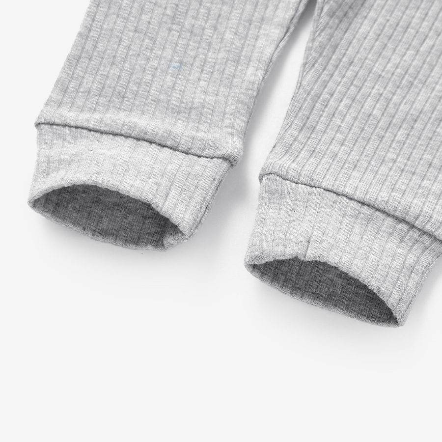 Organic Rib Longsleeve Bodysuit Set | Light Grey