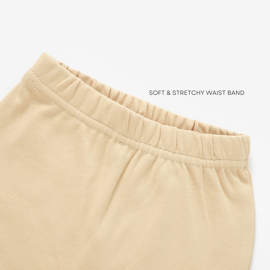 3 Piece Organic Brushed Cotton Fold-Over Set with Beanie | Almond