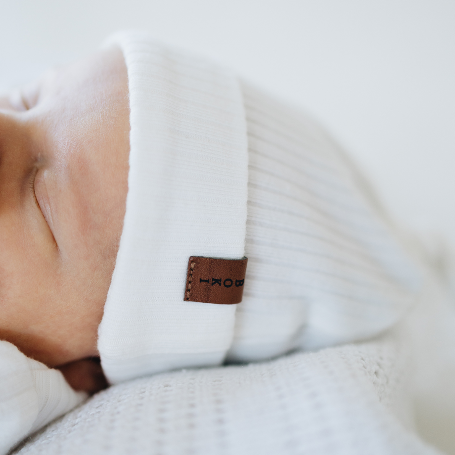Organic Ribbed Cotton Beanie | Ivory