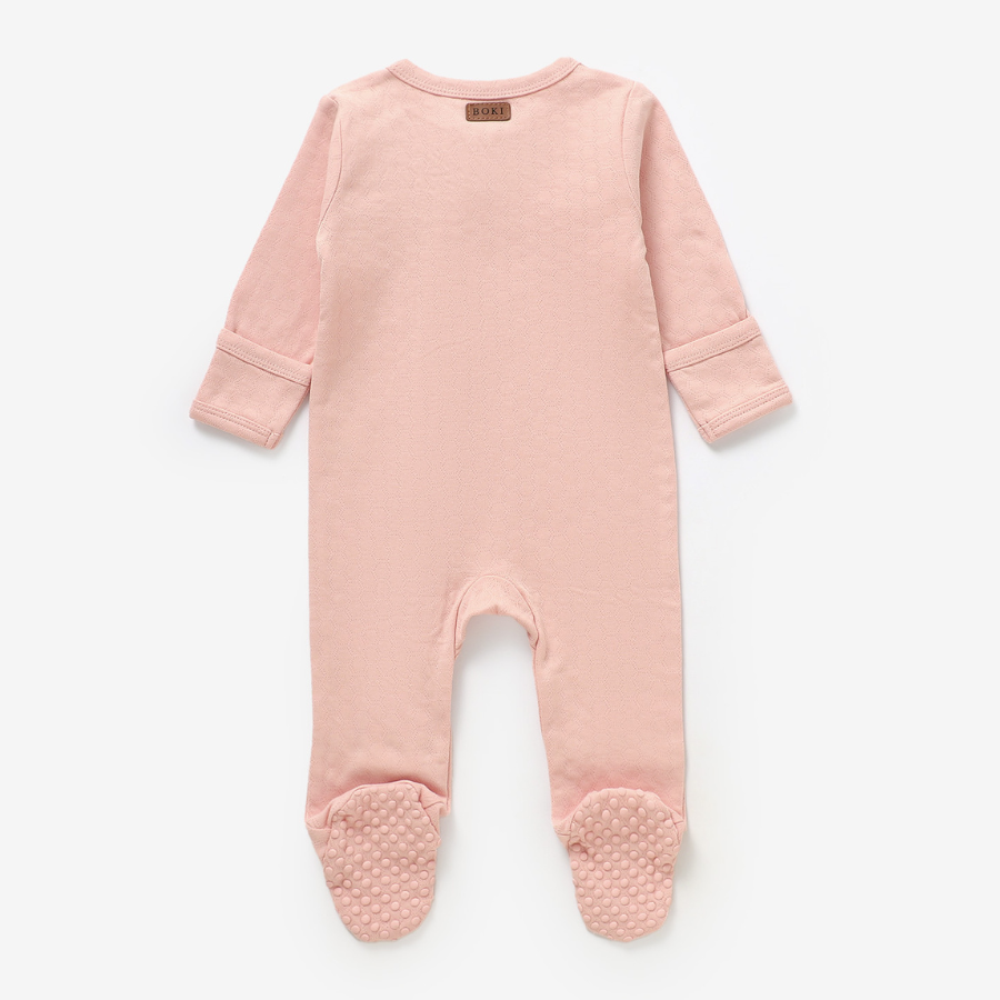 Organic Cotton Honeycomb 2-way Zipsuit with Footies and Mittens | Petal Blush
