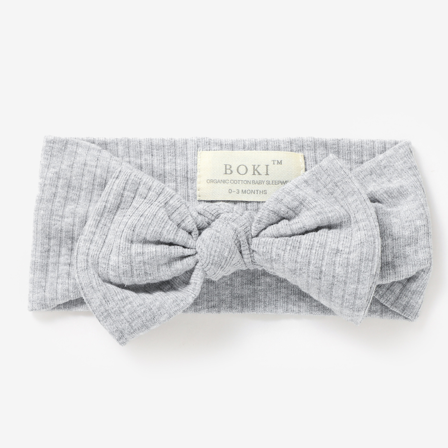 Organic Cotton Baby Girl Headband | Light Grey