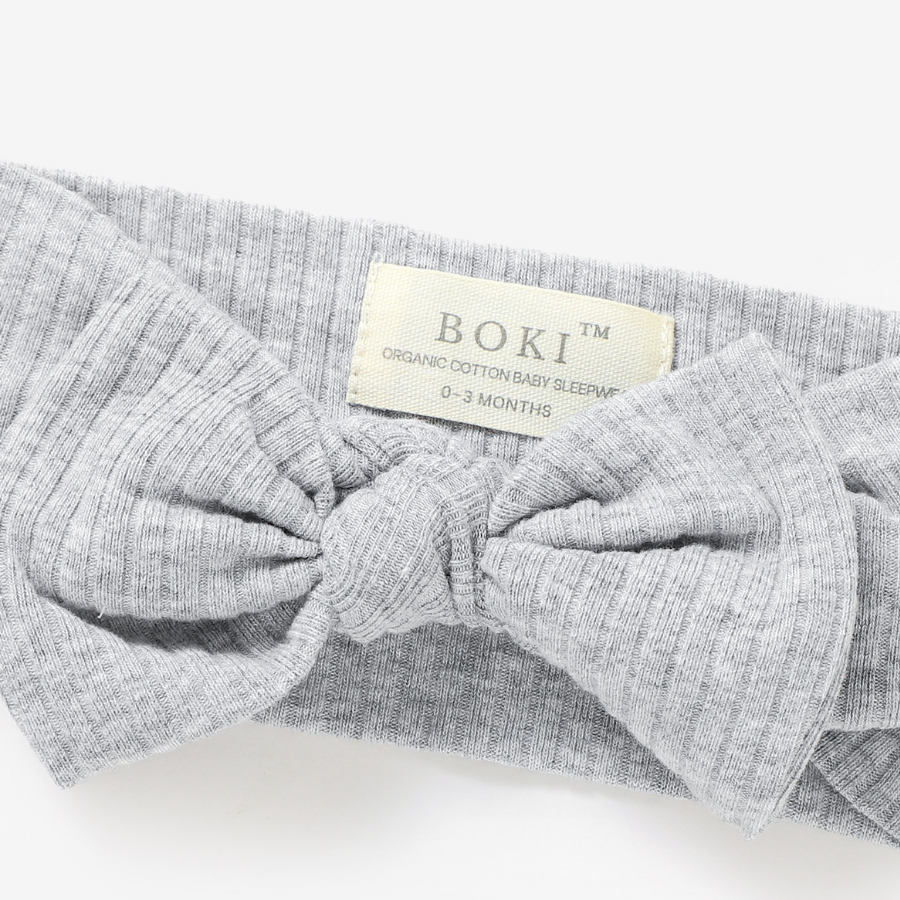 Organic Cotton Baby Girl Headband | Light Grey