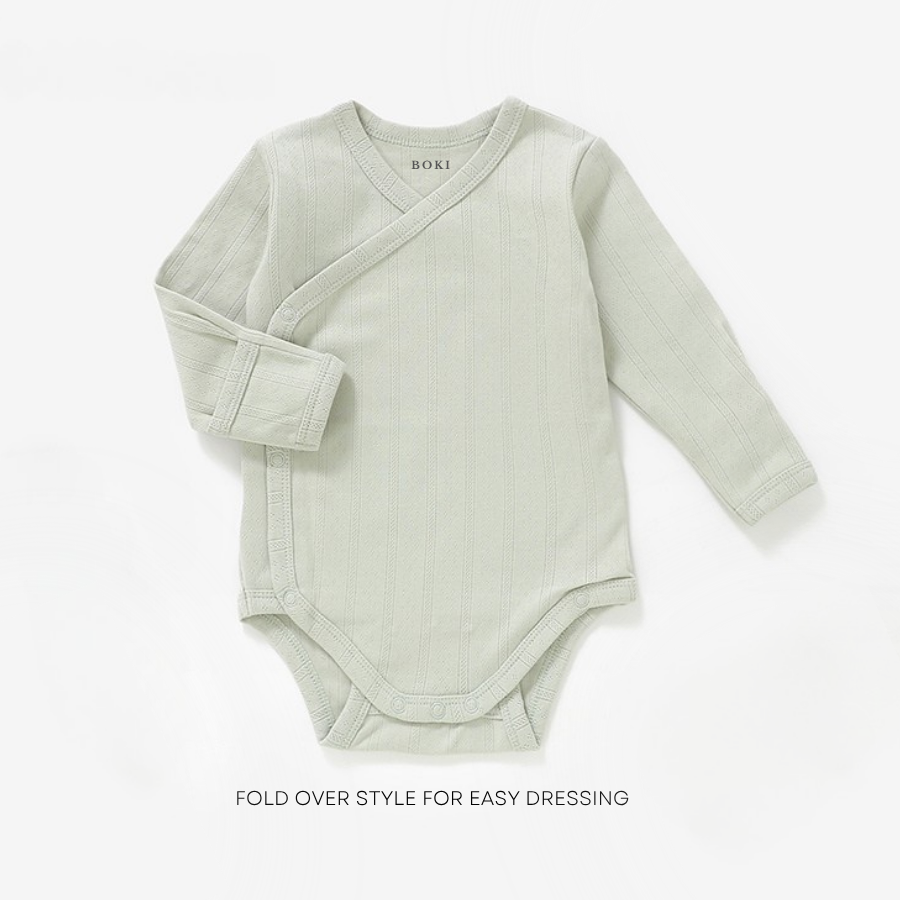 4 Piece Organic Pointelle Bundle Set | Sage Mist
