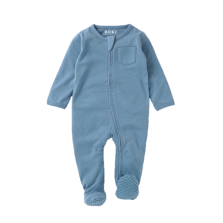 Organic Cotton Zipsuit with Footies & Mittens | Sky Blue