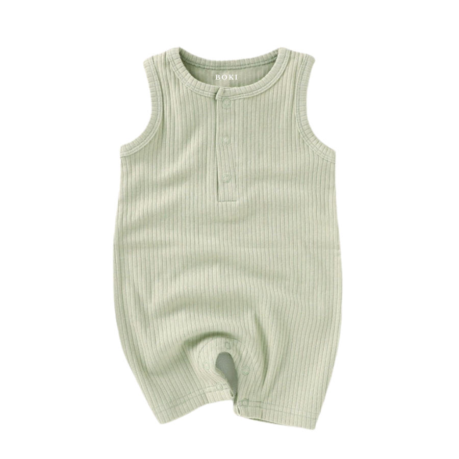 Organic Rib Cotton Tank Growsuit | Dried Mint