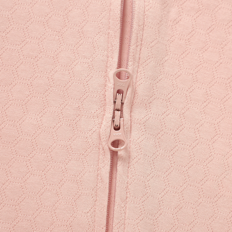 Organic Cotton Honeycomb 2-way Zipsuit with Footies and Mittens | Petal Blush