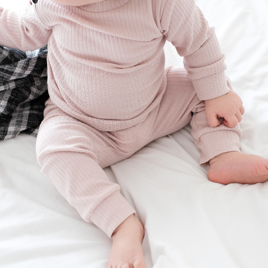 Organic Rib Long sleeve Pyjamas Set | Blush