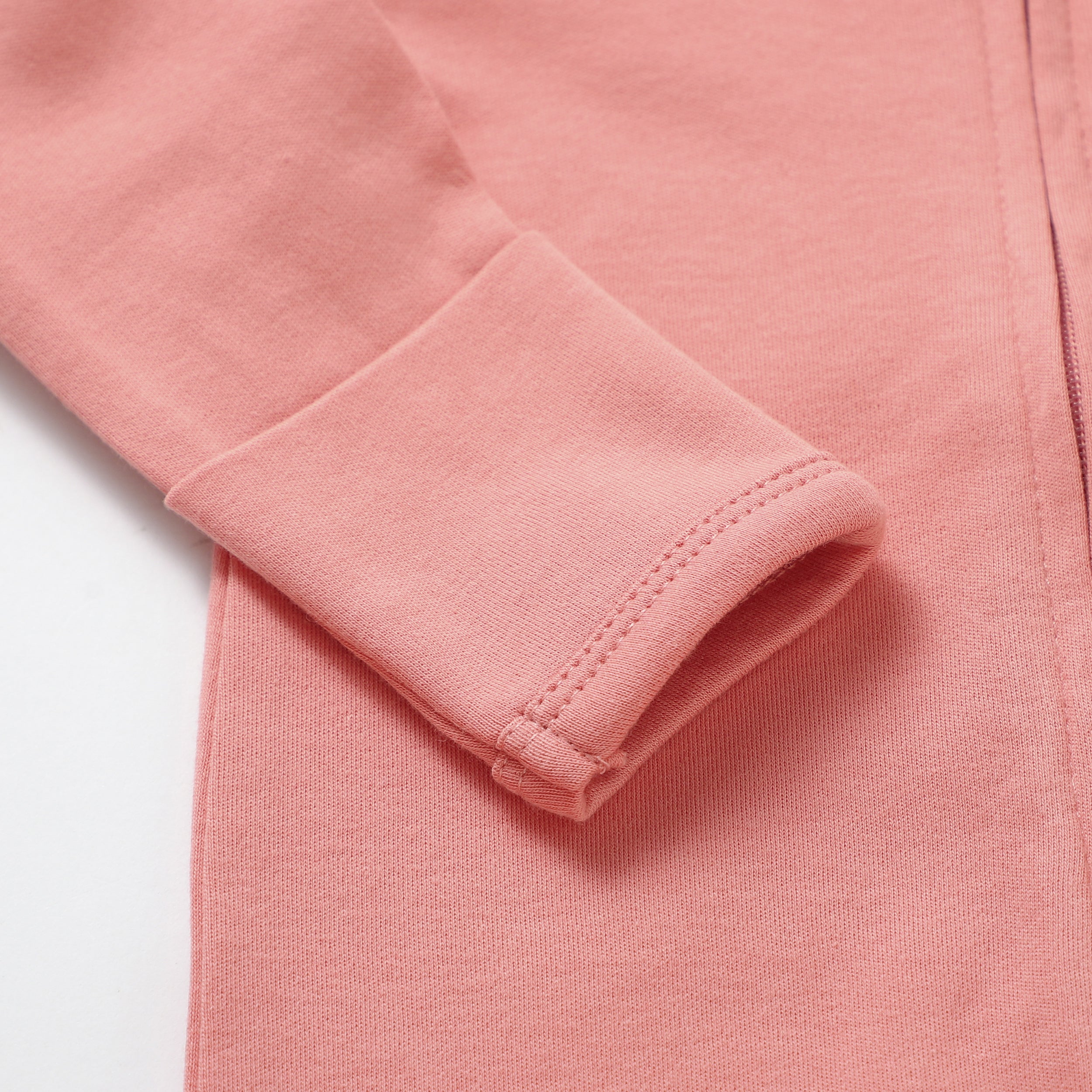 Organic Cotton Zipsuit with Footies & Mittens | Salmon