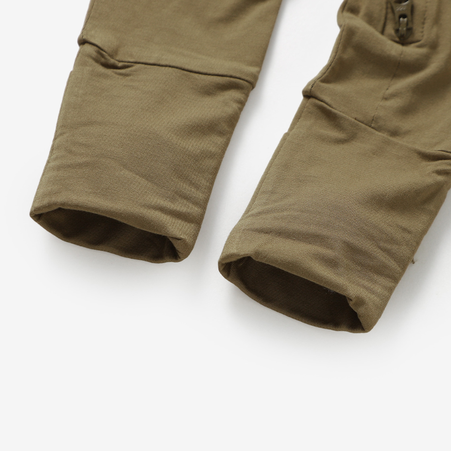 Organic Bamboo 2-way Zipsuit with Foldover Footies and Mittens | Khaki