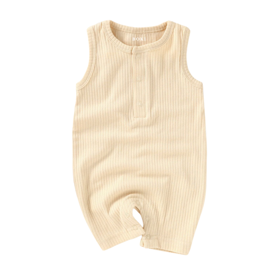 Organic Rib Cotton Tank Growsuit | Creme