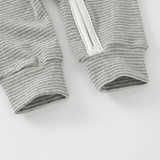 Organic Stripe 2-way Zipsuit | Dark Grey Stripe