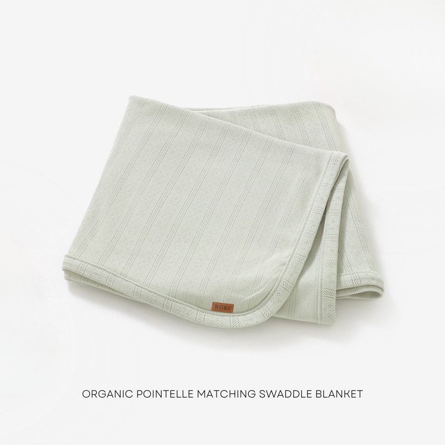 4 Piece Organic Pointelle Bundle Set | Sage Mist