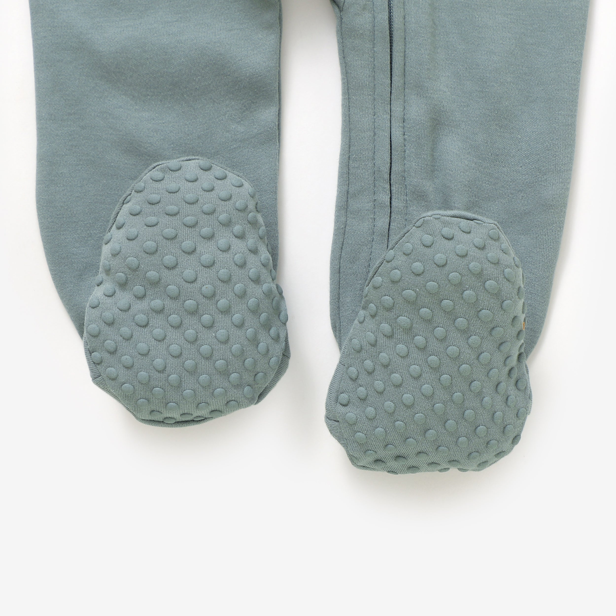 Organic Cotton Zipsuit with Footies & Mittens | Ocean Green