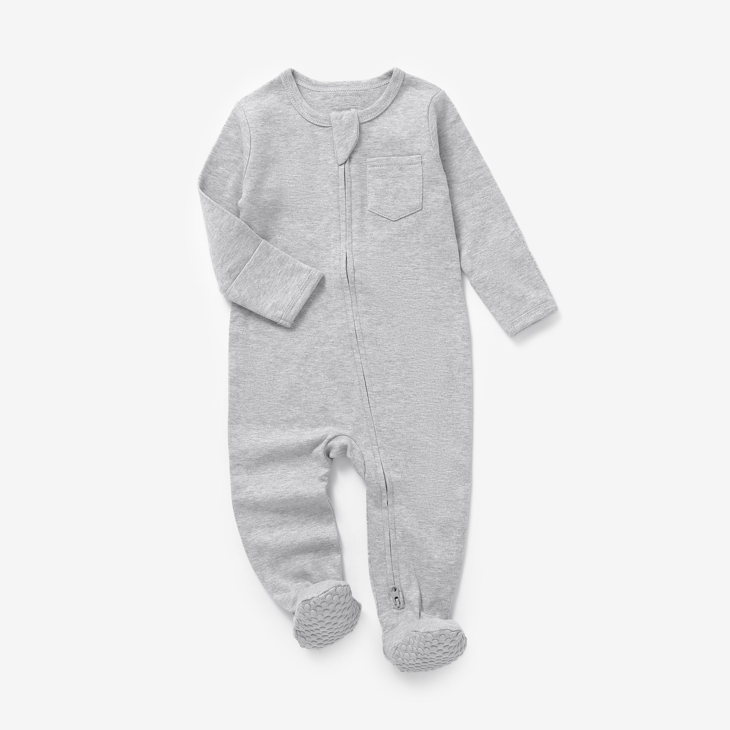 Organic Cotton Zipsuit with Footies & Mittens | Dove Grey