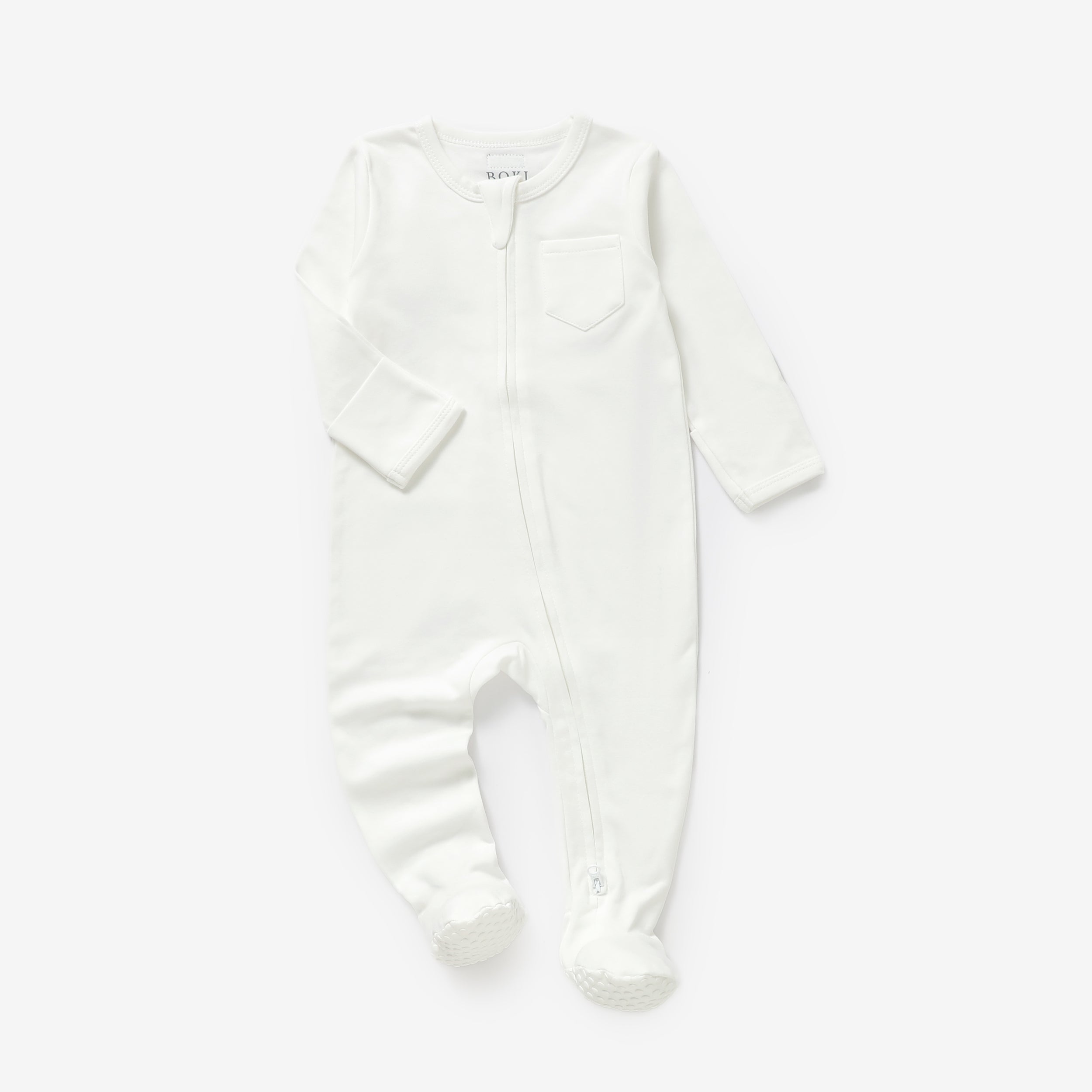 Organic Cotton Zipsuit with Footies & Mittens | White