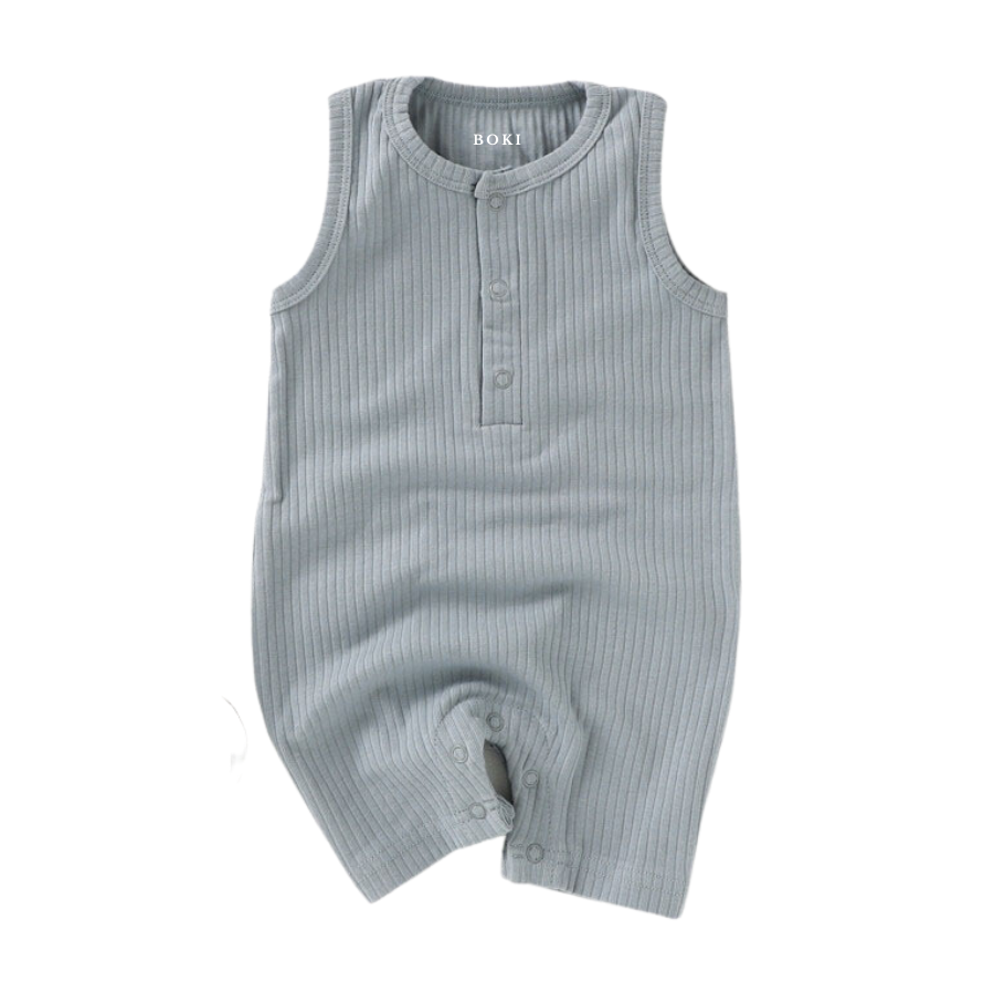 Organic Rib Cotton Tank Growsuit | Light Blue