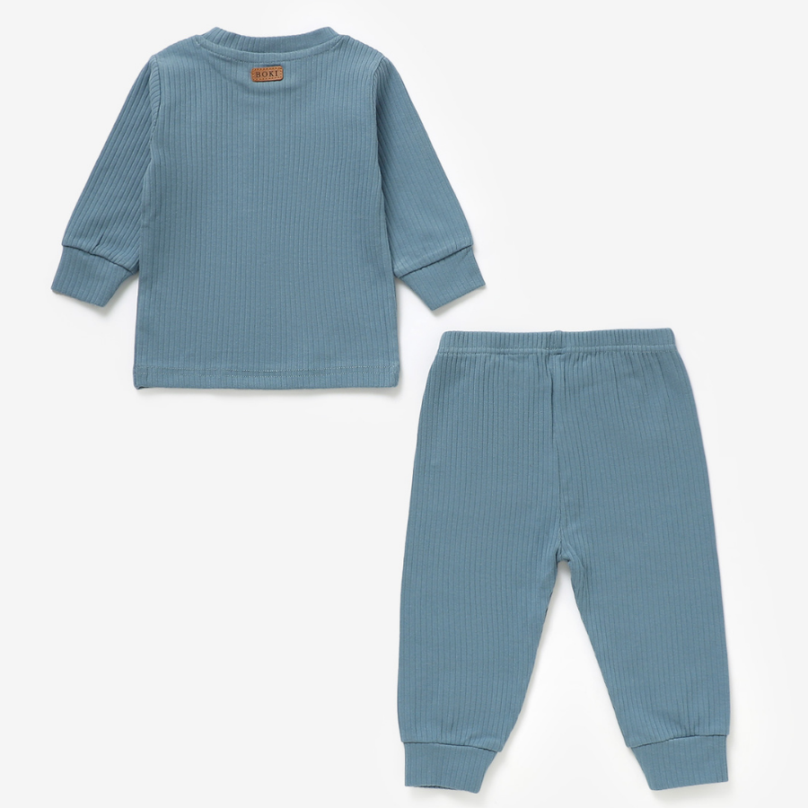 Organic Rib Long sleeve Pyjamas Set | Cloudy Sky