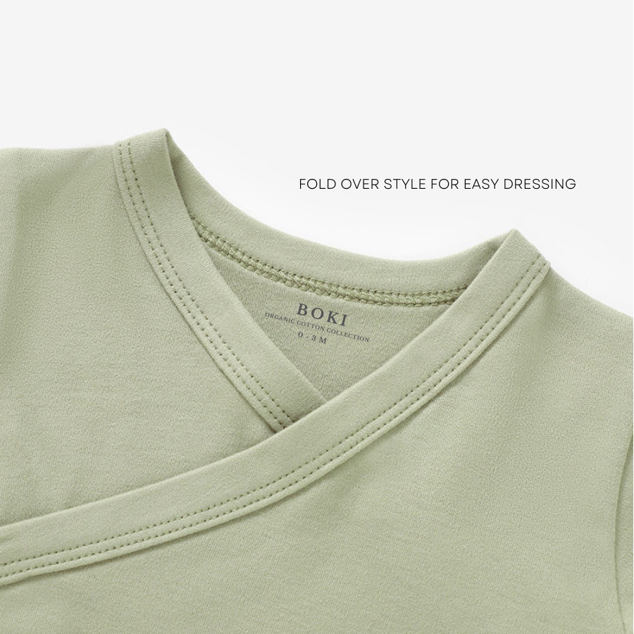 2 Piece Organic Brushed Cotton Fold-Over Set | Soft Fern
