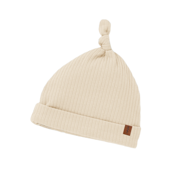 Organic Ribbed Cotton Beanie | Crème