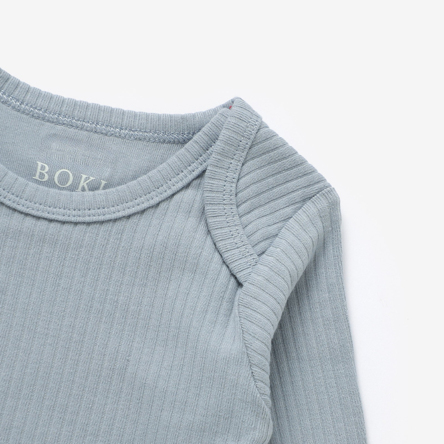 Organic Rib Longsleeve Bodysuit Set | Light Blue